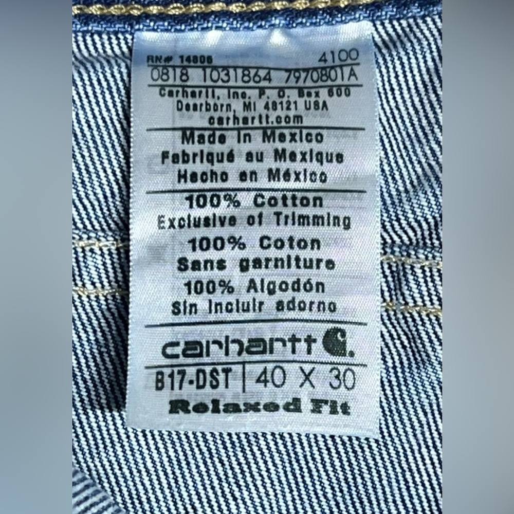 Lot Of Two Carhartt Jeans Mens 40x30 Blue Relaxed Fit Medium Wash Denim B17-DST - Picture 6 of 12